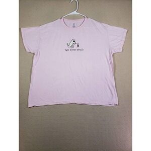 Dog Life Shirt Womens XL Two Scoop Pouch Crew Neck Pullover White Pink Dogs